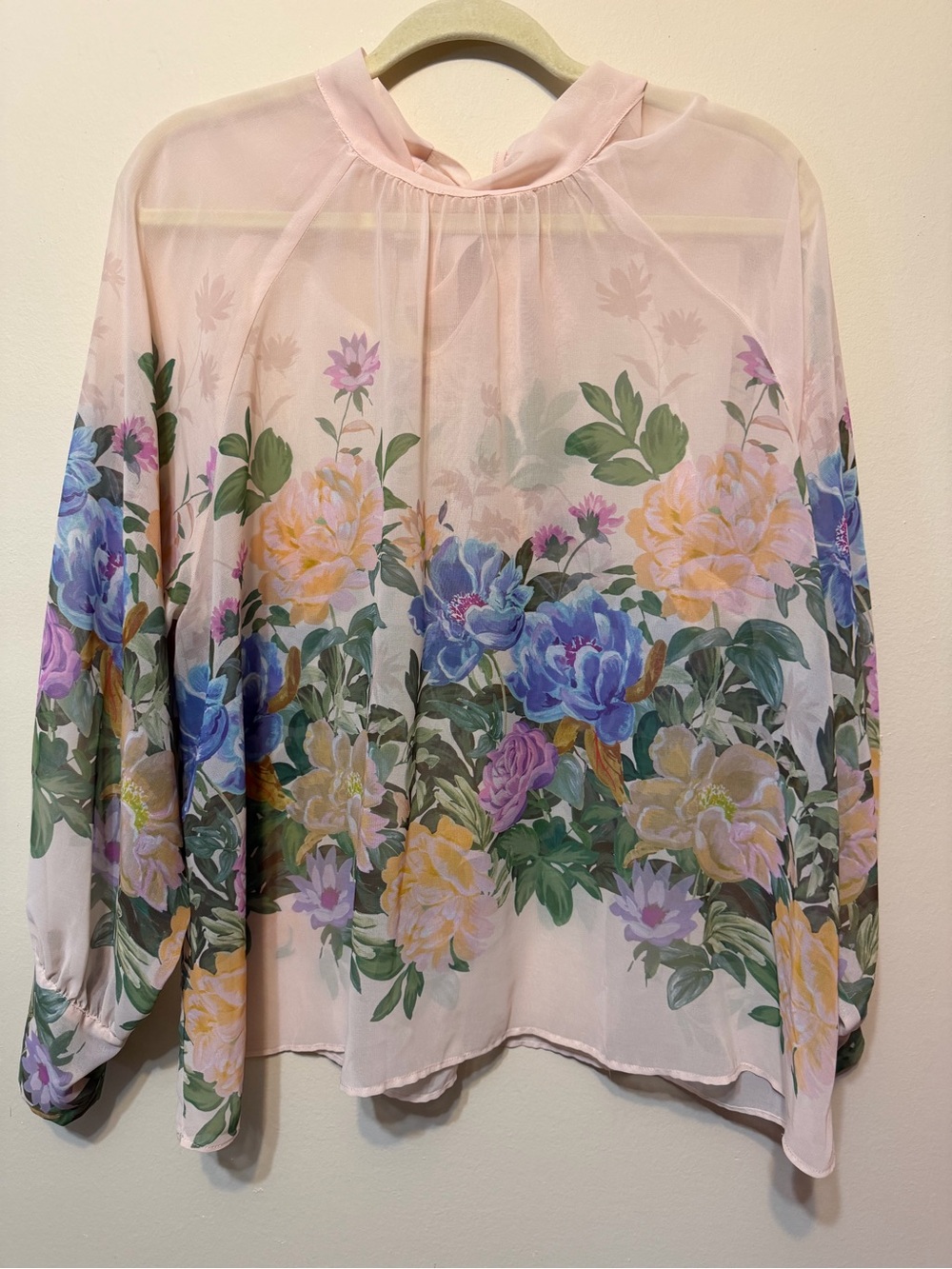 Sheer Floral Peony Blouse - Pink 2518